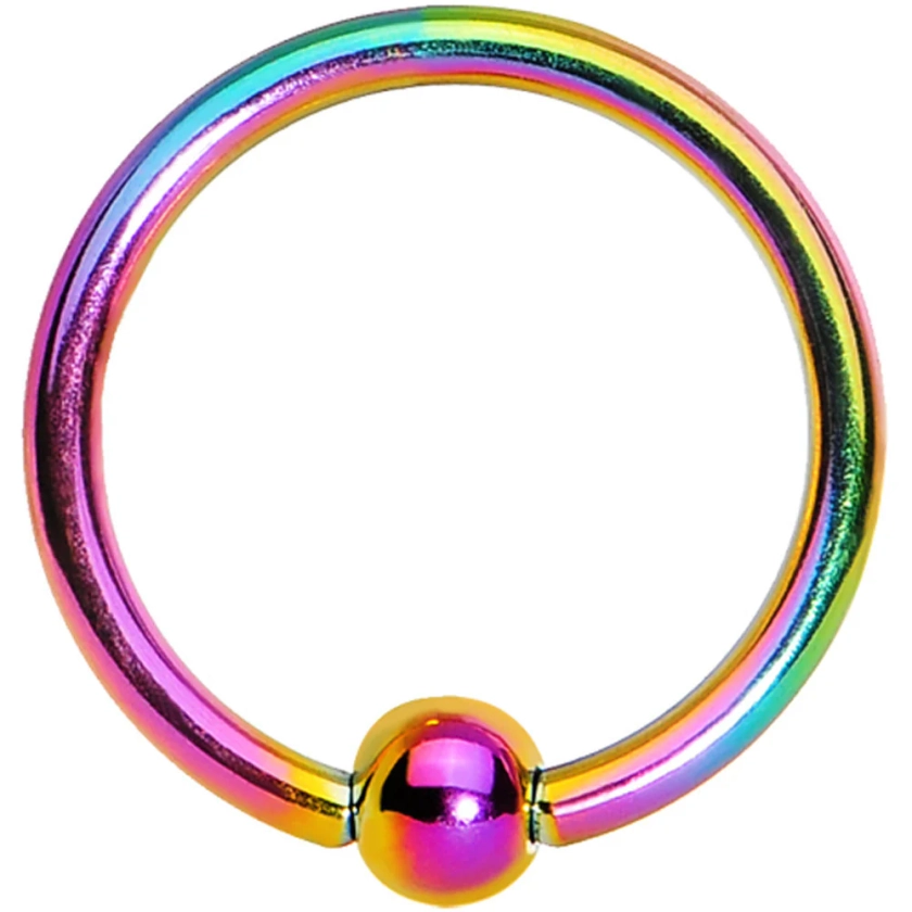 16 Gauge 3/8 Rainbow Titanium Captive Ring
