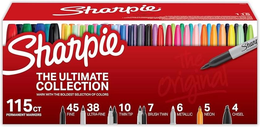 Sharpie Permanent Markers Ultimate Collection, Fine and Ultra Fine Points, Assorted Colors, 115 Count