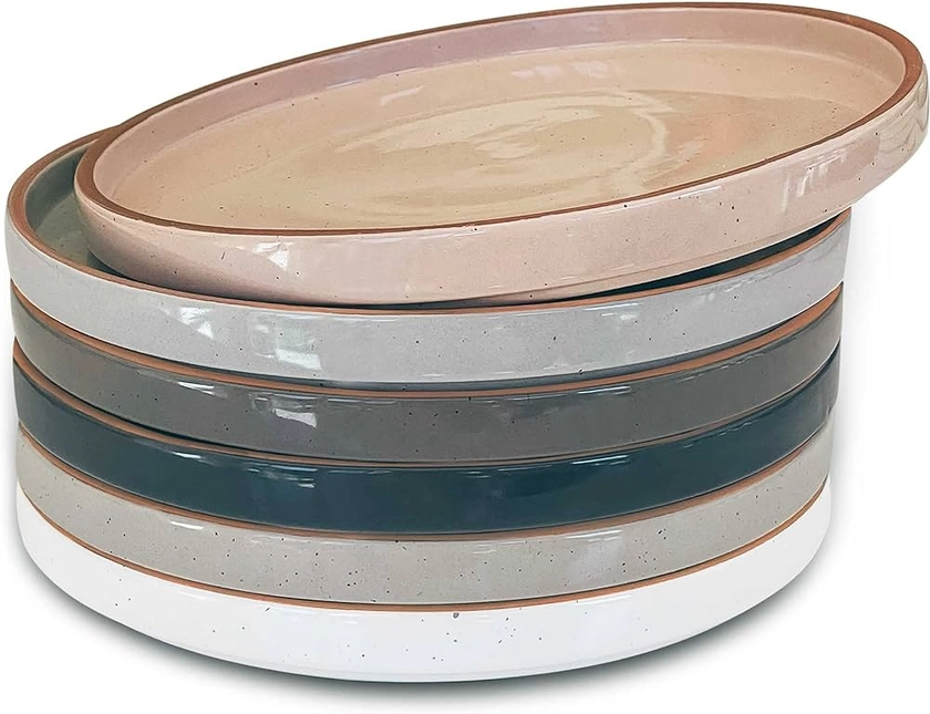 Amazon.com | Mora Ceramic Flat Plates Set of 6-8 in - The Dessert, Salad, Appetizer, Small Lunch, etc Plate. Microwave, Oven, and Dishwasher Safe, Scratch Resistant. Kitchen Porcelain Dish - Neutrals: Dessert Plates