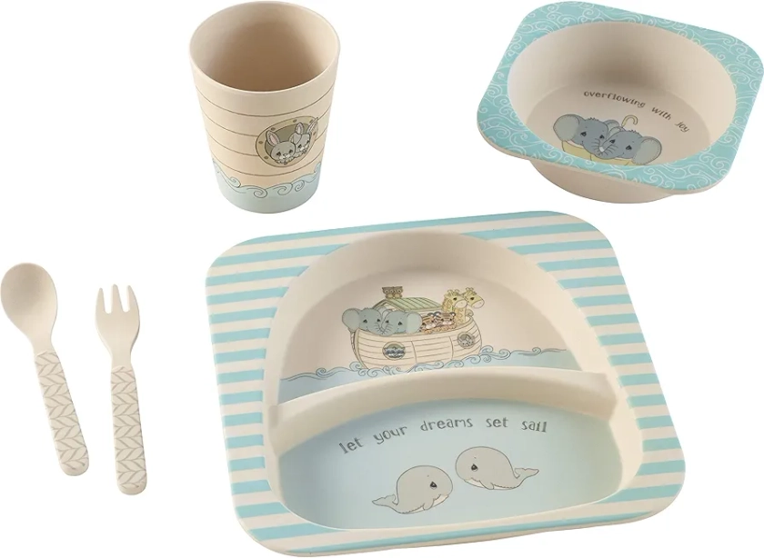 Precious Moments 202415 Let Your Dreams Sail Noah’s Ark Bamboo Children's Mealtime Set, One Size, Multicolored