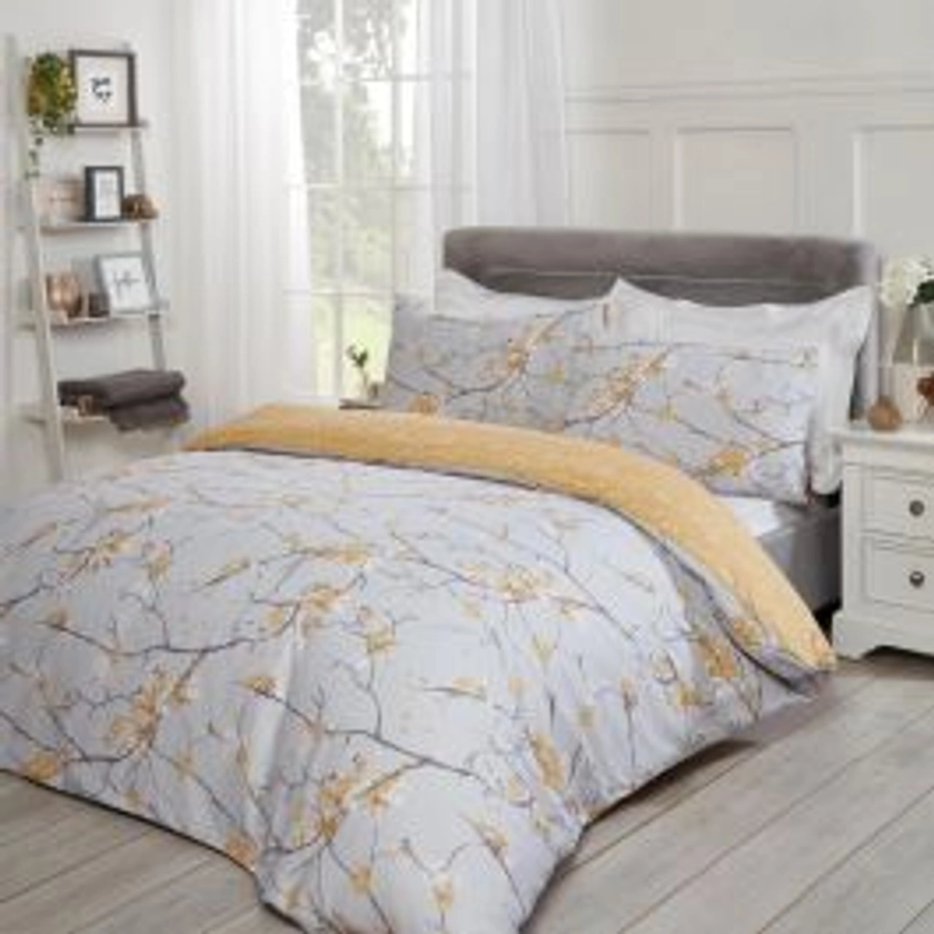 Dreamscene Spring Blossoms Duvet Cover Set, Ochre Yellow - King