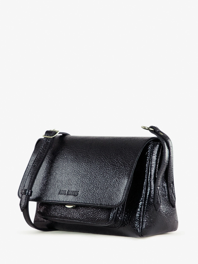 Shimmering Black Leather Cross-Body for Women - Diane S Eclipse | PAUL MARIUS