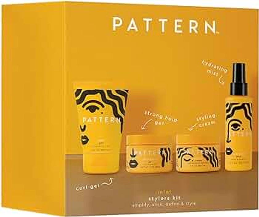 PATTERN Beauty Mini Stylers Kit for Curly, Coily & Tight Textured Hair - Includes Hydrating Mist, Curl Gel, Styling Cream & Strong Hold Gel