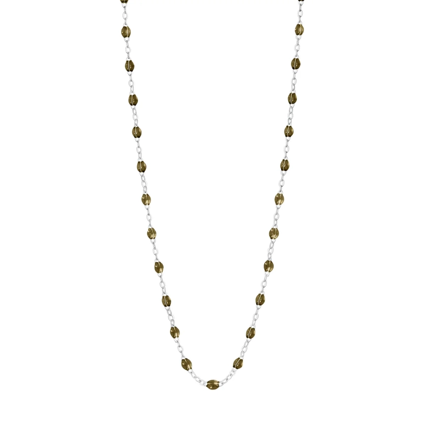 Collier kaki Classique Gigi, or blanc, 42 cm