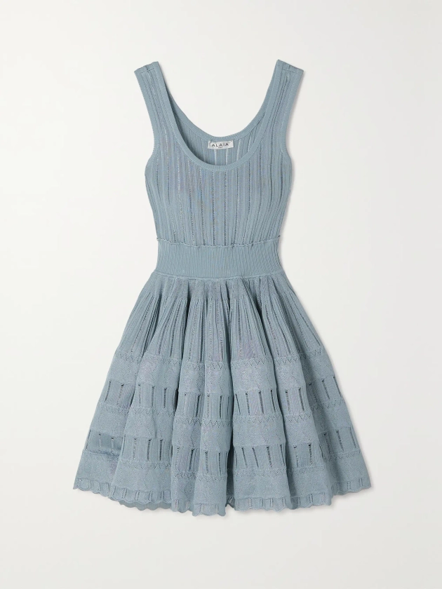 ALAÏA Ribbed pointelle-knit mini dress | NET-A-PORTER