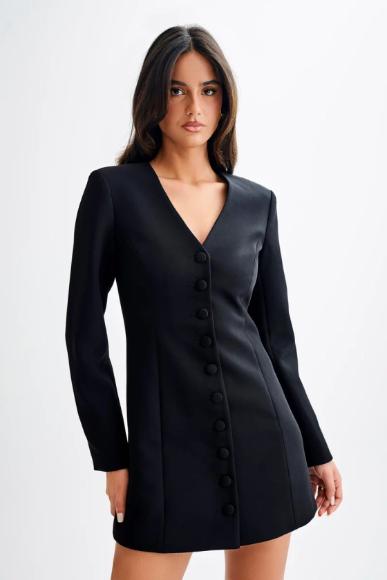 Hurley Long Sleeve Blazer Mini Dress - Black