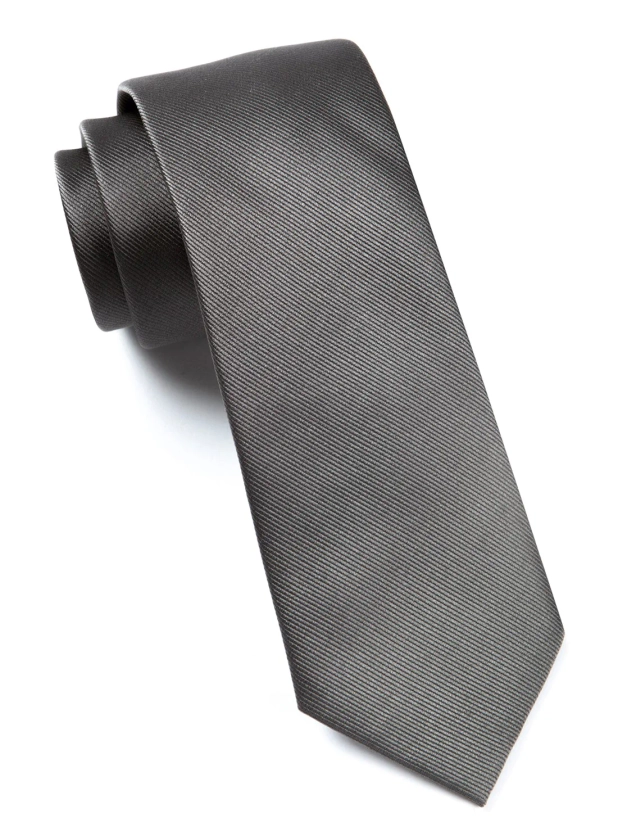 Grosgrain Solid Titanium Tie | Silk Ties | Tie Bar