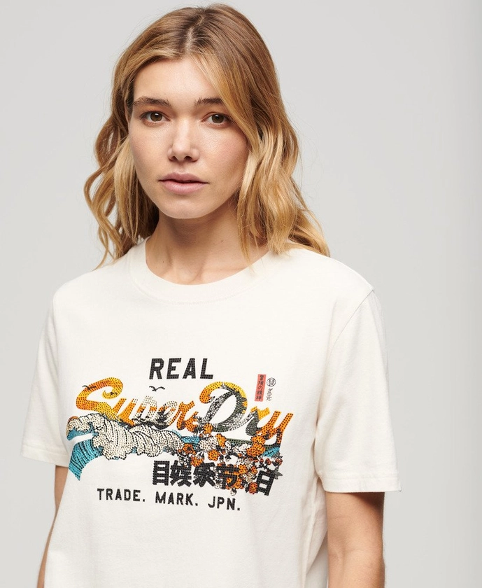Femme T-shirt décontracté Tokyo Crème | Superdry BE-FR