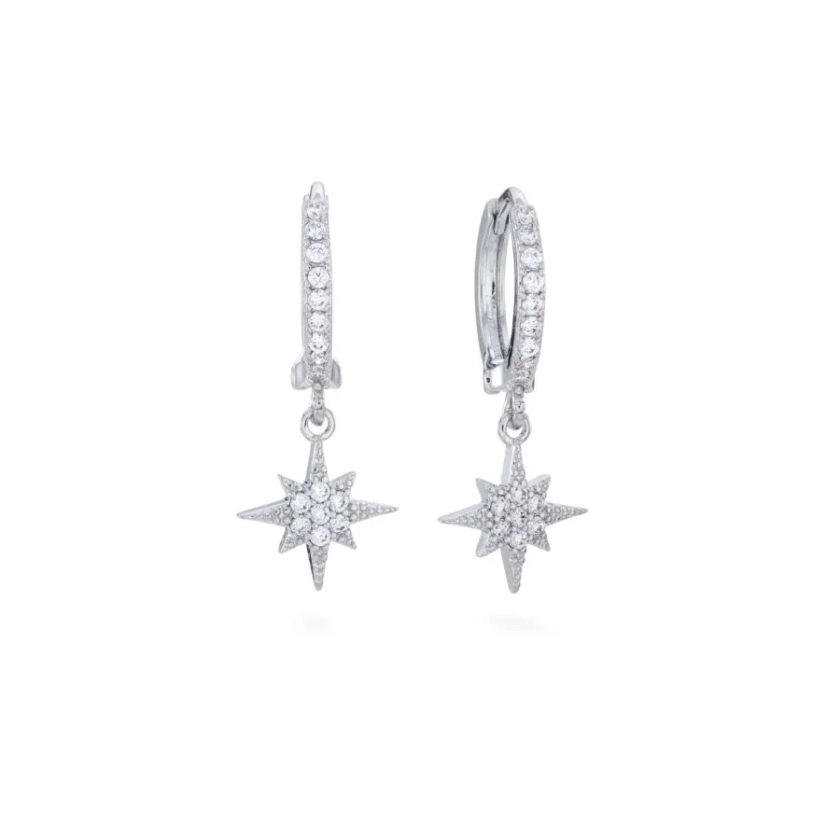 Cosima Crystal Silver Star Huggie Earrings