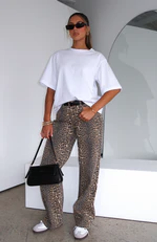 Stella Low Rise Wide Leg Jeans Leopard