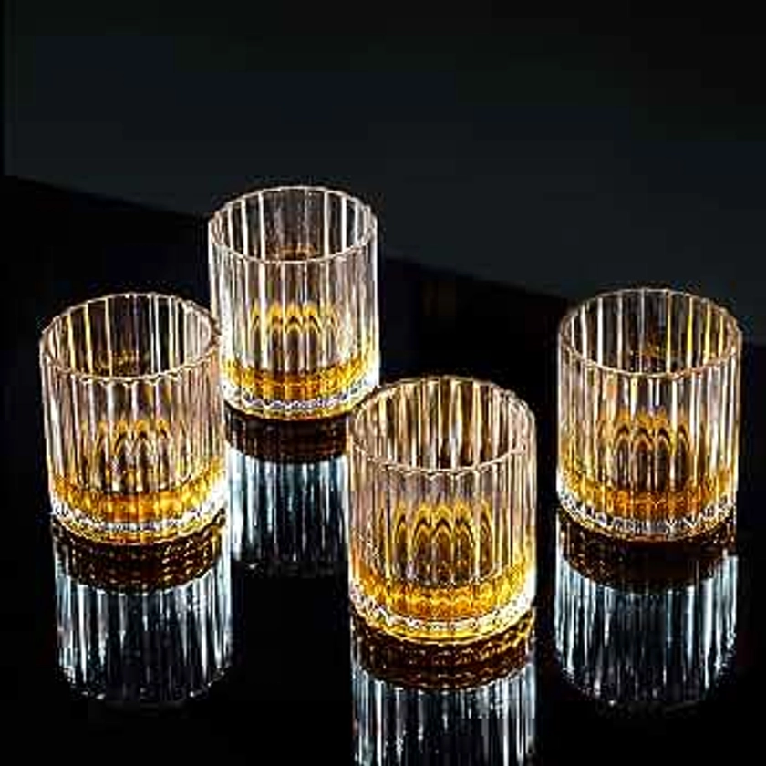 Combler Whiskey Glasses for Men, Bourbon Glass 10oz, Cocktail Glasses Set of 4, Rocks Glasses, Crystal Old Fashioned Glass, Bourbon Gifts for Men, Glasses Drinking Set