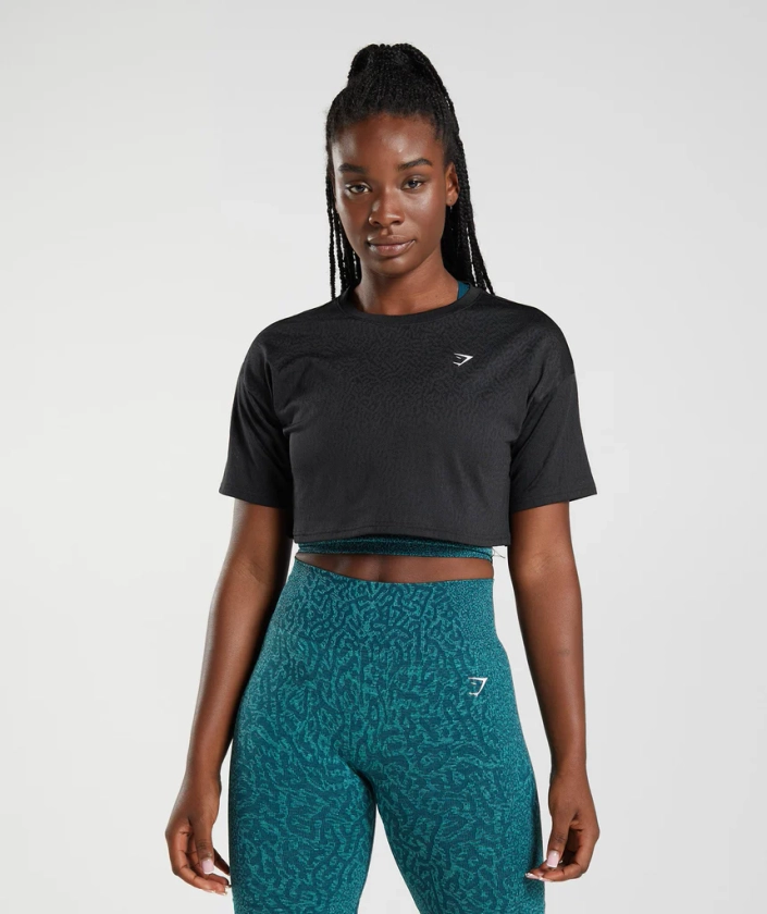 Gymshark Adapt Animal Seamless Crop Top - Reef | Black