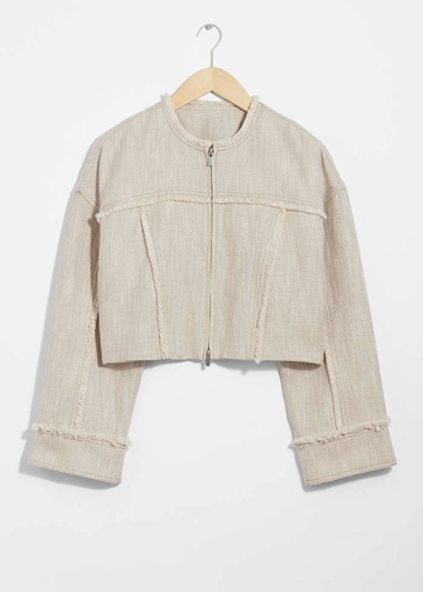 Frayed Linen-Blend Jacket - Beige - & Other Stories GB