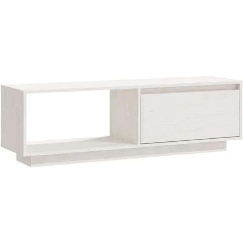 Meuble TV, Banc TV, Armoire TV Blanc 110x30x33,5 cm Bois de pin massif Maison Chic LWW96879