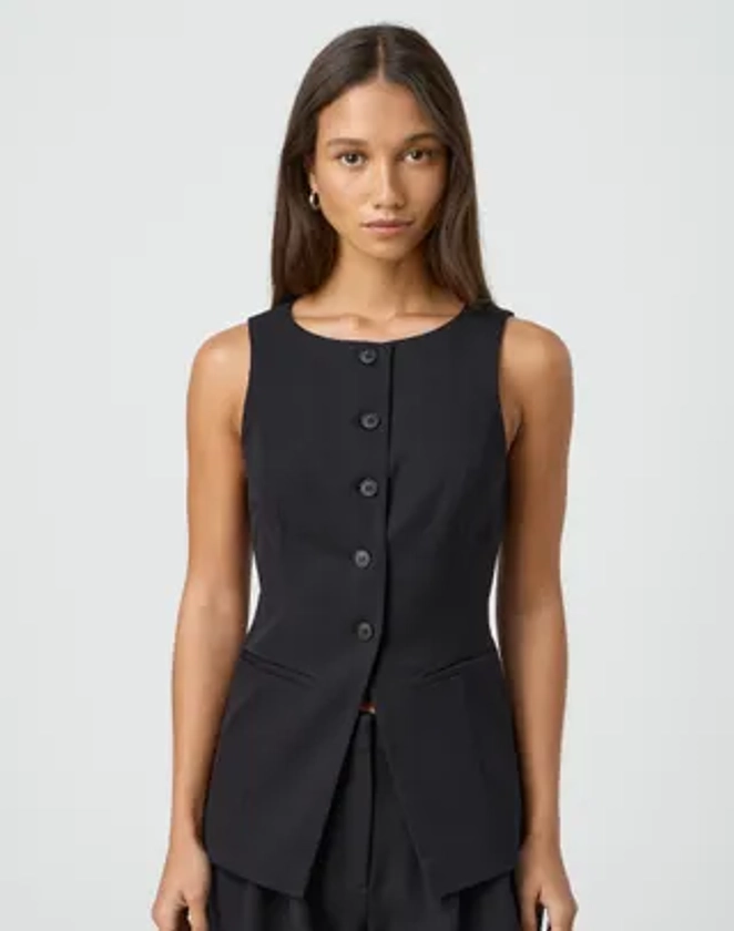 Tailored High Neck Longline Vest