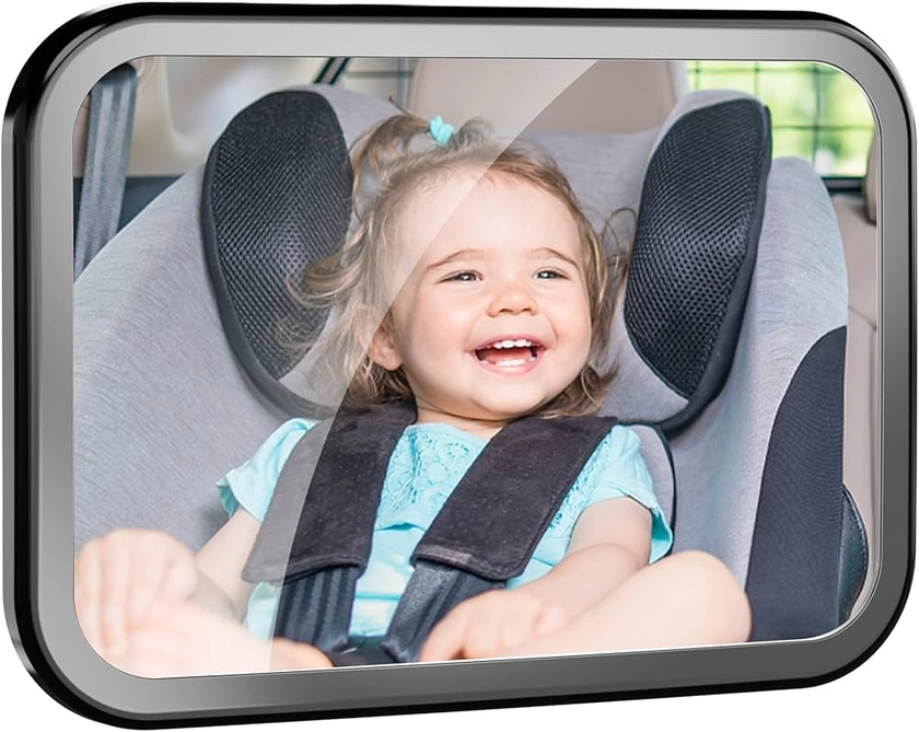 Miroir Voiture pour Bébé, Rétroviseur de Voiture Orienté Vers l'Arrière avec Vue Large et Dégagée, Miroir de Siège Arrière Convexe Incassable&Réglable pour Nourrissons, Flexible et Stable