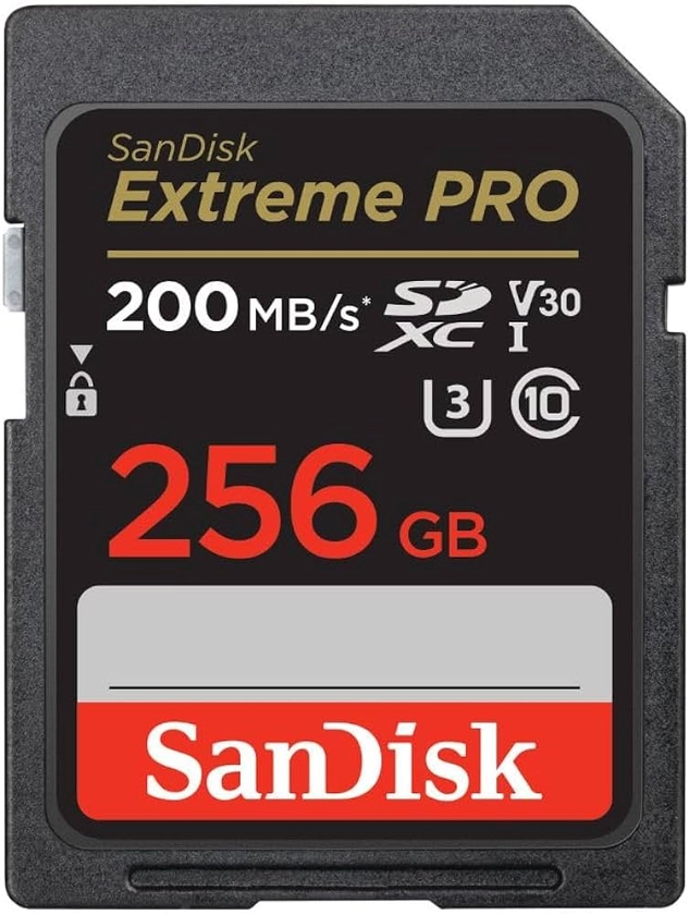 SanDisk Extreme PRO 256 Go Carte SDXC, Carte SD V30, UHS-I, 4K UHD Videos, Vitesse de Transfert jusqu'à 200 Mo/s, RescuePRO Deluxe, Technologie SanDisk QuickFlow Class 10, U3