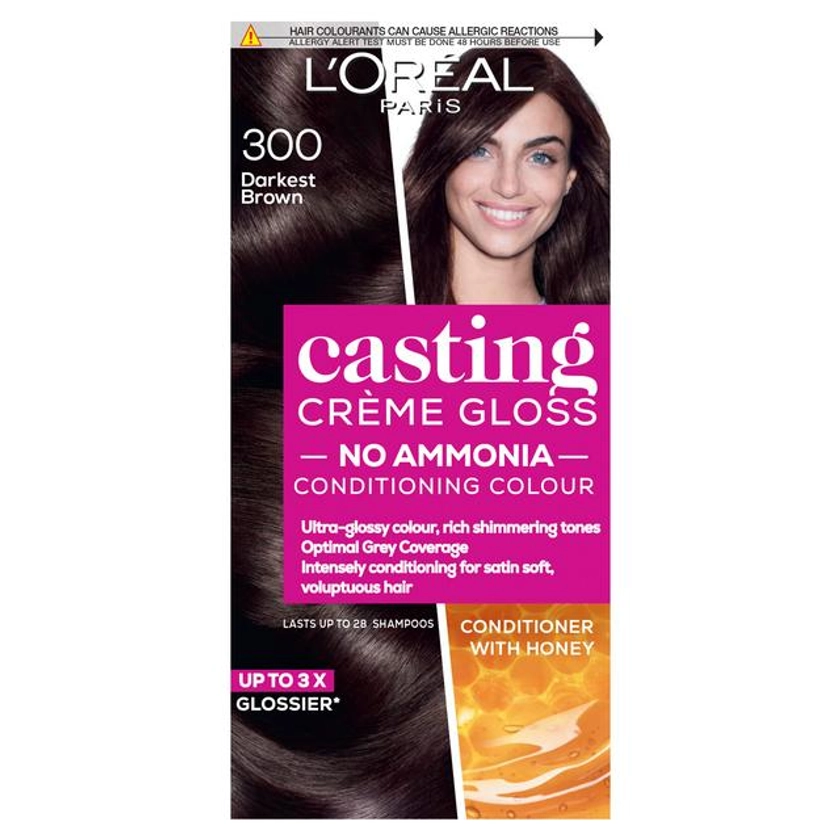 L'Oreal Paris Casting Creme Gloss Semi Permanent Hair Dye Darkest Brown 300 | Sainsbury's