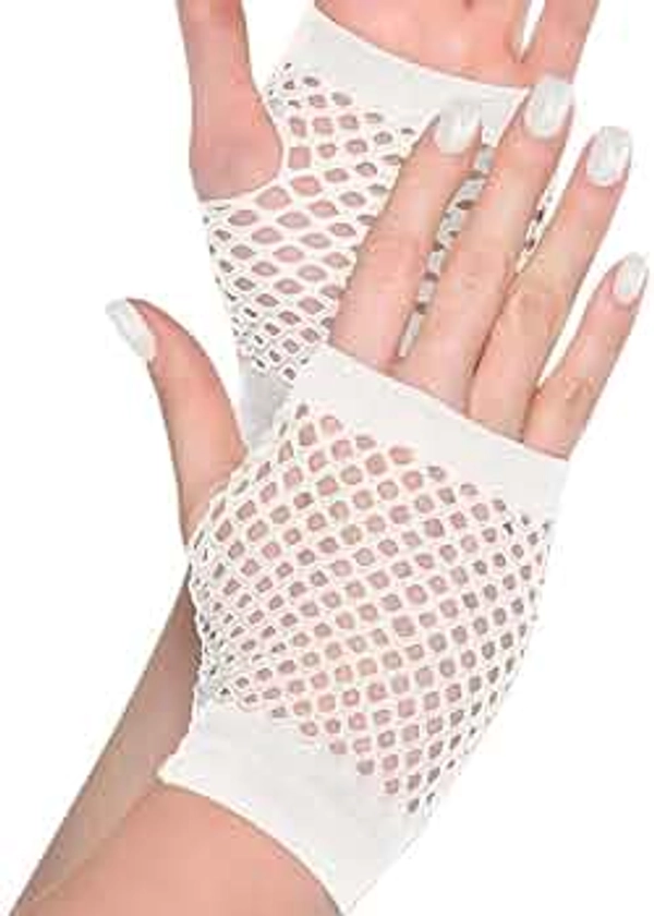 Stylish White Short Fishnet Gloves (2 Pcs) - One Size Fits Most - Trendy, Comfortable, & Versatile Accessory