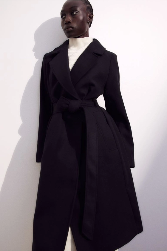 Manteau avec ceinture à nouer - Noir - FEMME | H&M FR
