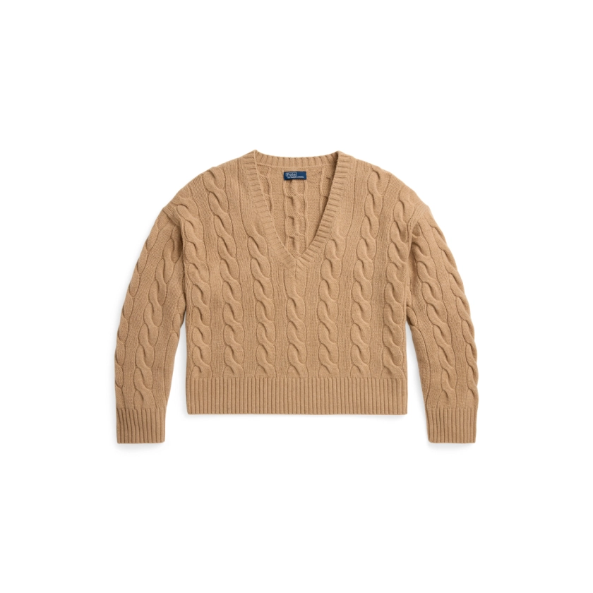 Cable-Knit Wool-Cashmere V-Neck Sweater