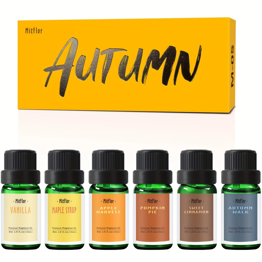 Fragrance Oils Autumn Set Of 6 Premium Essential Oils For Diffusers For Home Candle Making Scents Aromatherapy Gift Set For Halloween Christmas Autumn Walk - Health & Household - Temu