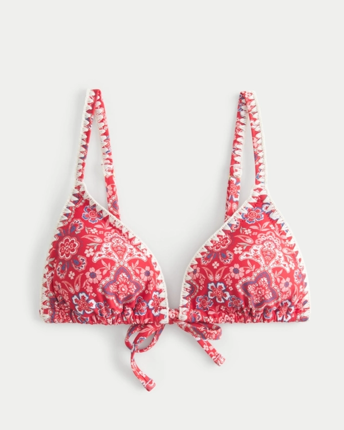 Women's Embroidered Stitch Triangle Bikini Top | Women's Swimwear | HollisterCo.com