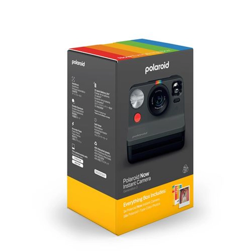 Coffret appareil photo instantané Polaroid Now Génération 2 Noir + 16 films inclus