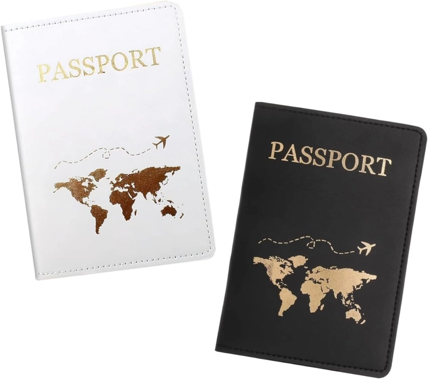 JJiaoLinin Protege Passeport, 2 Pcs Etui Passeport, Porte Passeport Cuir, Pochette Passeport pour Hommes et Femmes pour Passeport, Carte de Billet, Carte de crédit, Cartes de Visite (Noir et Blanc) : Amazon.fr: Mode