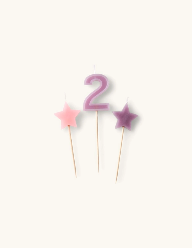 Bougies d’anniversaire | Cire de paraffine. 3 pcs. | Dusty Purple