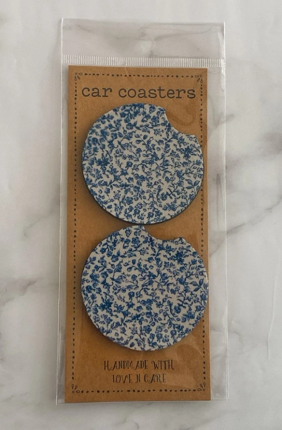 Floral Flowers Cute Car Coasters, Set of 2, Cute Aesthetic Car Coasters, New Car Gift, Gifts for Her - Etsy