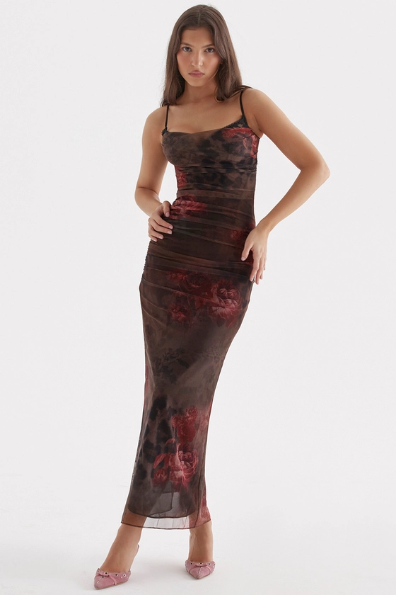 Clothing : Midi Dresses : 'Nalini' Printed Midi Dress