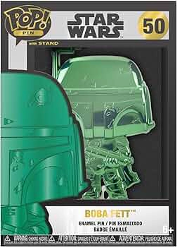 Funko Large Pop! Enamel Pin - The Mandalorian - Star Wars: Dark Side - Boba Fett Neon - Star Wars: The Mandalorian Pin en Émail - Broche Fantaisie Mignonne à Collectionner et Sacs