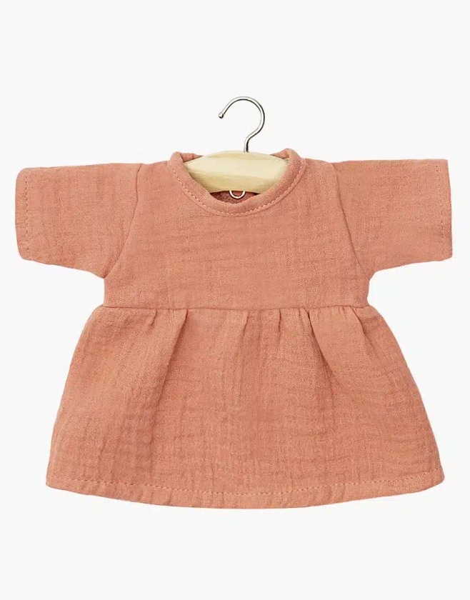 Minikane | Robe Faustine à manches longues en gaze de coton marsala