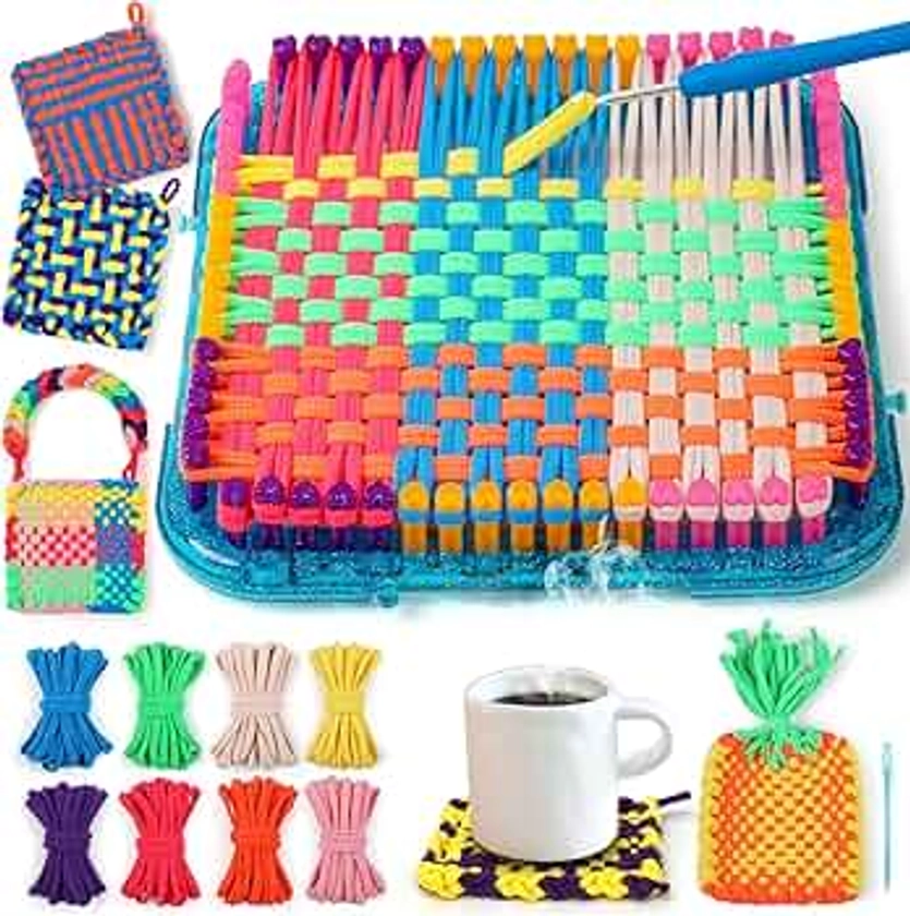 IQKidz Weaving Loom Kit Toys, DIY Arts and Crafts for Kids and Adults, Ideal Gifts for Girls Ages 5 6 7 8-12 13, Easy Potholder Loom Knitting Activity for Beginners, 224 Craft Loops