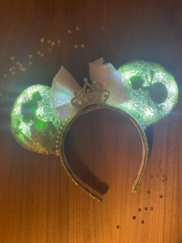 Tiana Mouse Ears, Princess and the Frog Mouse Ears, Glow Ears, Custom Handmade Disney Inspired Mickey Ears, Lynnie Loves Designs - Etsy