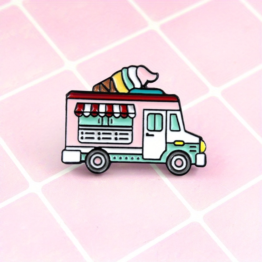 Cute Enamel Lapel Pin, Multicolor Enamel Ice Cream Car Badge Collar Lapel Brooch Pin Clothes Jewelry For Clothing Bags Backpacks Jackets Hat