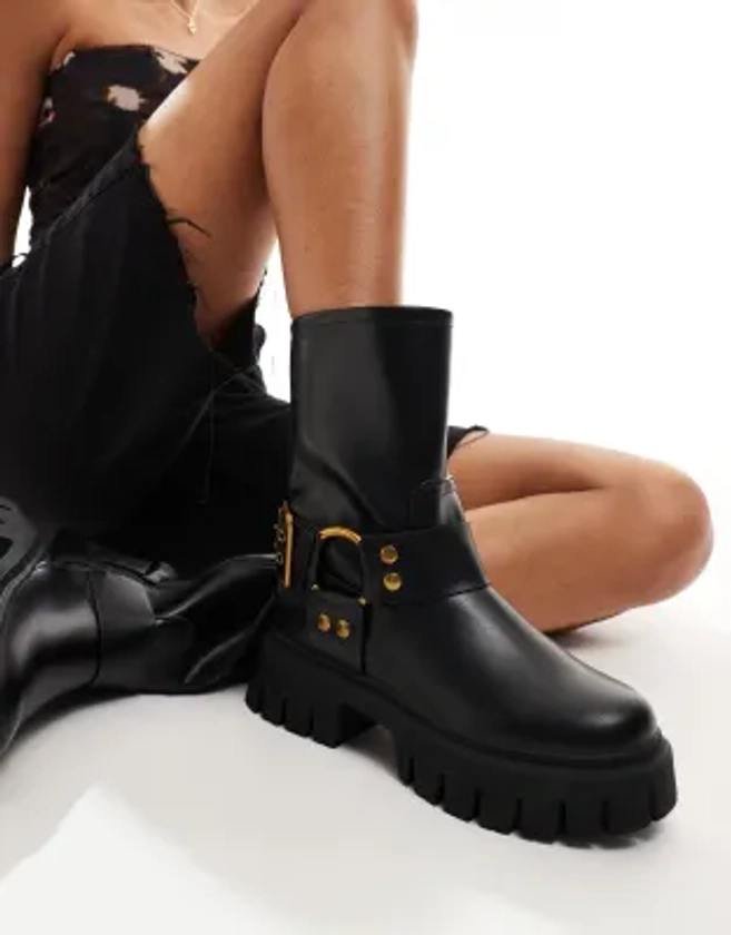 ASOS DESIGN - Ace - Bottines style motard avec harnais - Noir | ASOS