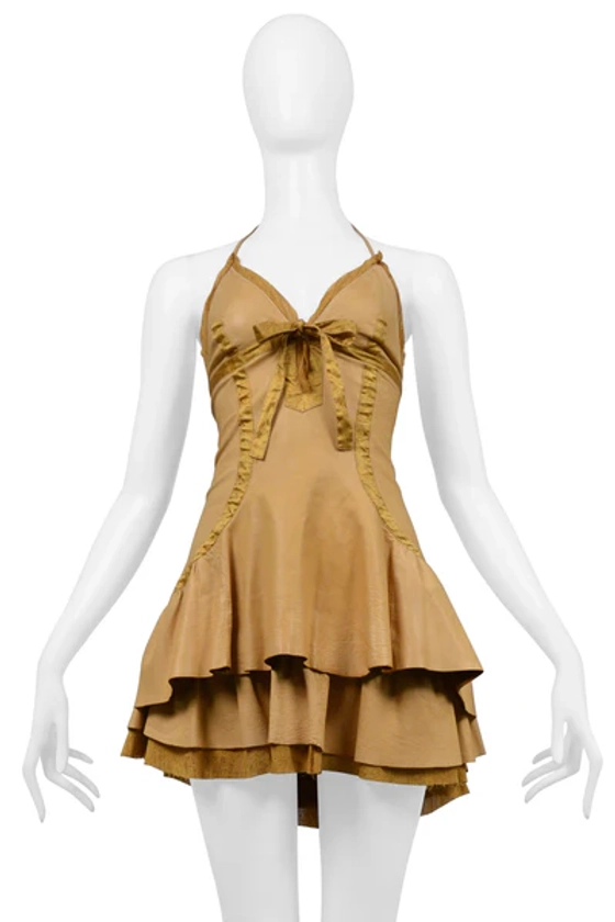 ROBERTO CAVALLI NATURAL LEATHER MINI DRESS