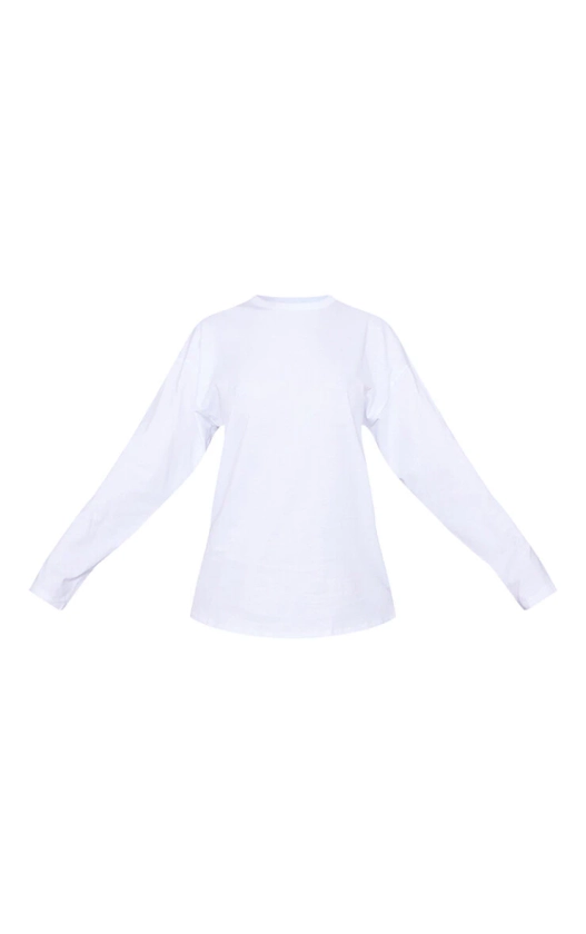 Organic White Oversized Long Sleeve T-Shirt