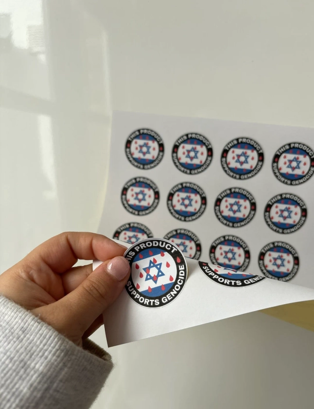 100% Sales Donated, Pro-palestine This Product Supports Gencide Sticker Sheet 24 Paper Stickers, Ready to Stick - Etsy UK