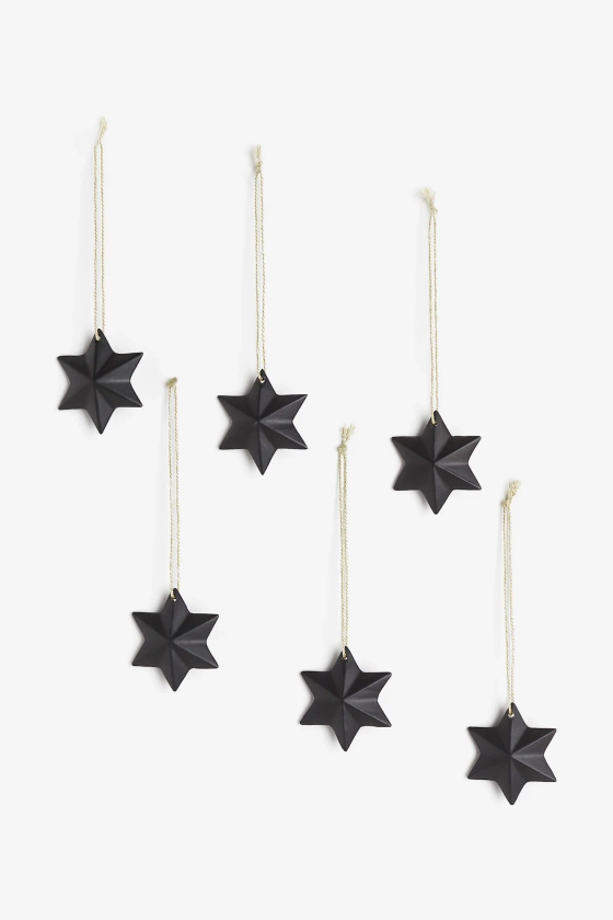 Décorations de Noël, lot de 6 - Noir/étoiles - Home All | H&M FR