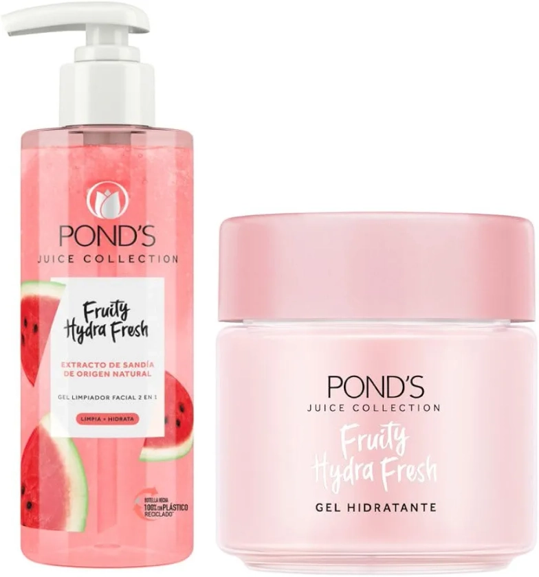 Pond's Cuidado Facial Fruity Hydra Fresh Sandía, Gel Hidratante, 110 g + Cuidado Facial Fruity Hydra Fresh Sandía Limpiador Facial 200 ml