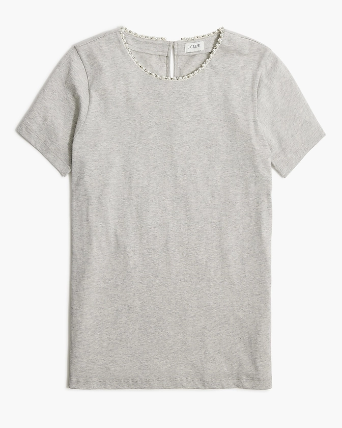 Pearl and crystal embellished tee