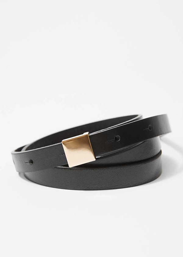 Ceinture en cuir à boucle carrée