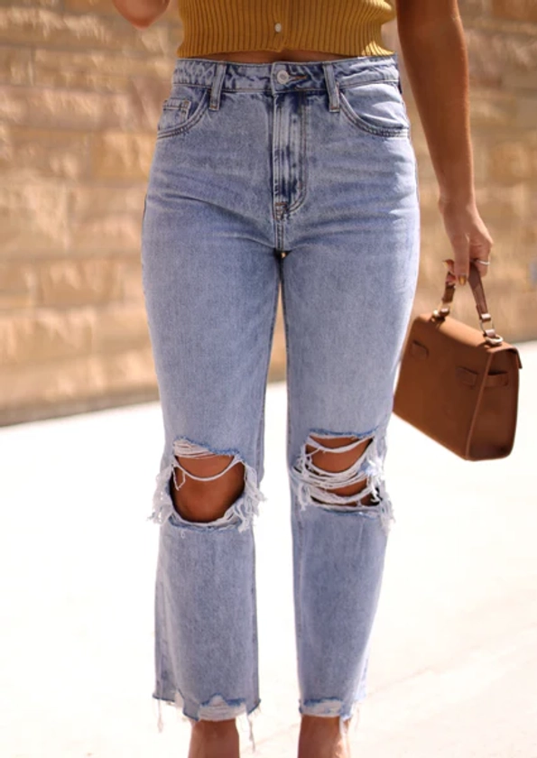 Vintage Wash Cropped Straight Denim