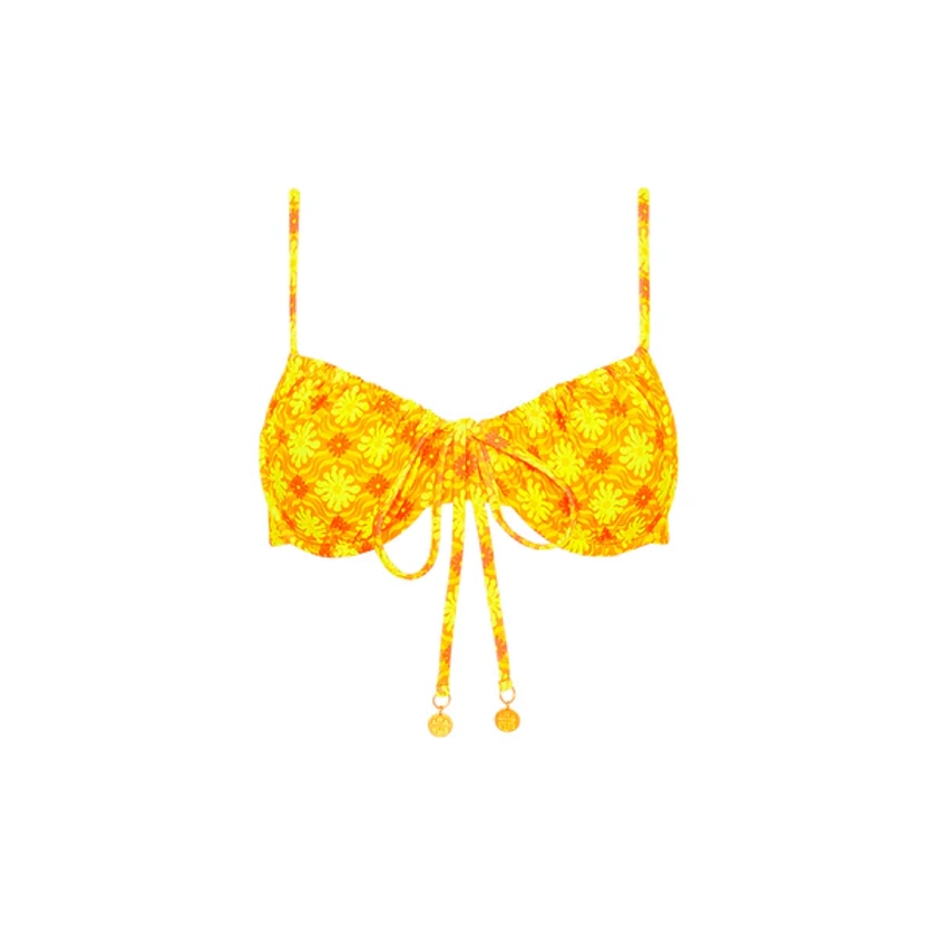 Ruched Underwire Bra Bikini Top - Lemontini