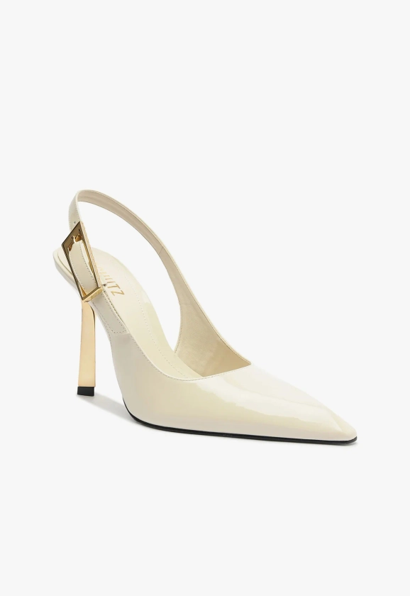 Ciara Patent Leather Pump - White Pumps