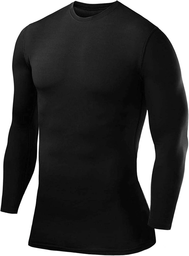 PowerLayer Compression Shirt for Boys, Thermal Long Sleeve Tops Men Base Layers Men Running Cycling Gym Top Shirt- Black (Boys), 12-14 Years (Boys X-Large) : Amazon.co.uk: Fashion