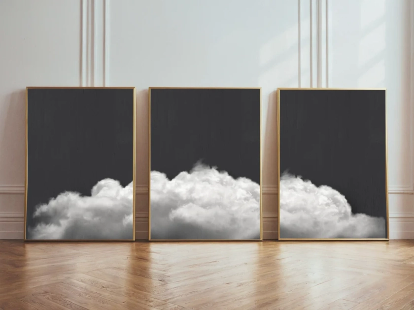 Bedroom Wall Decoration Clouds Black Set of 3 Instant Download Neutral Japandi Cloud Above Bed Minimalist Gallery Wall Collage - Etsy Japan